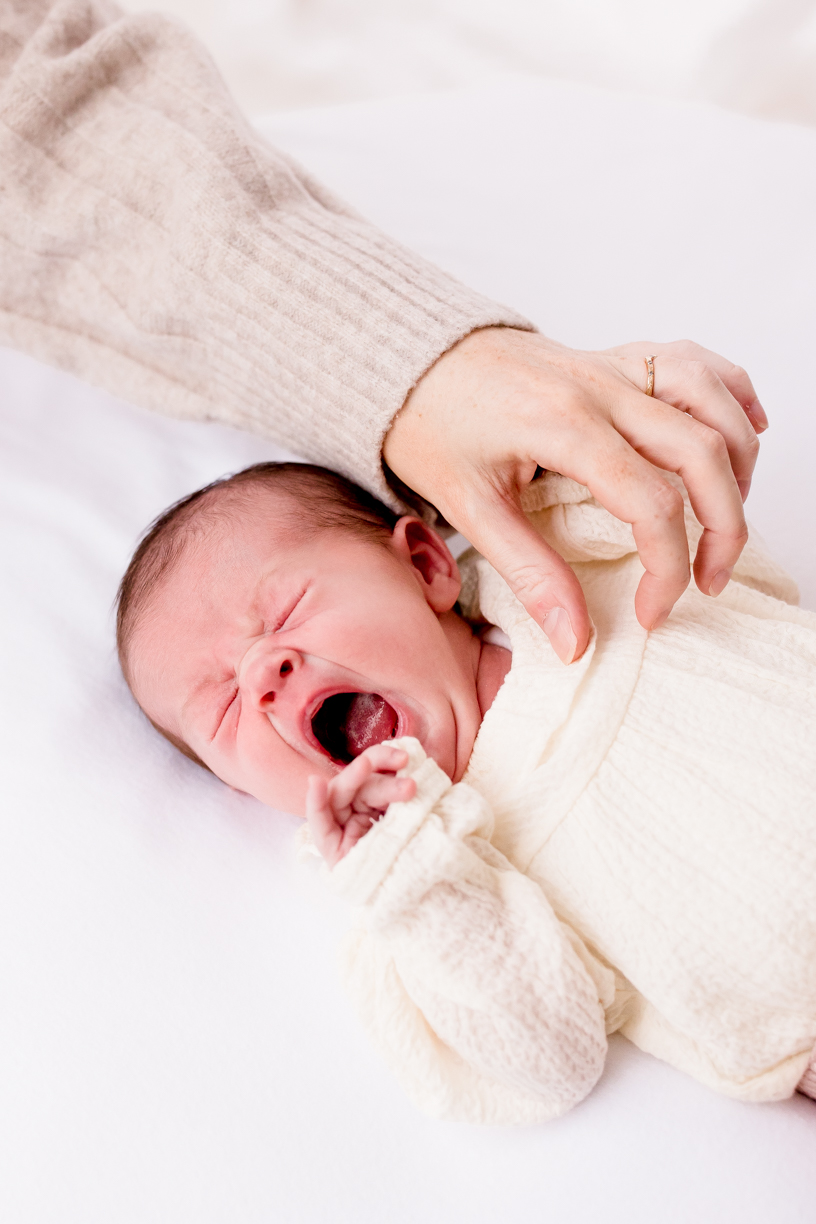 Newborn baby yawn photo 