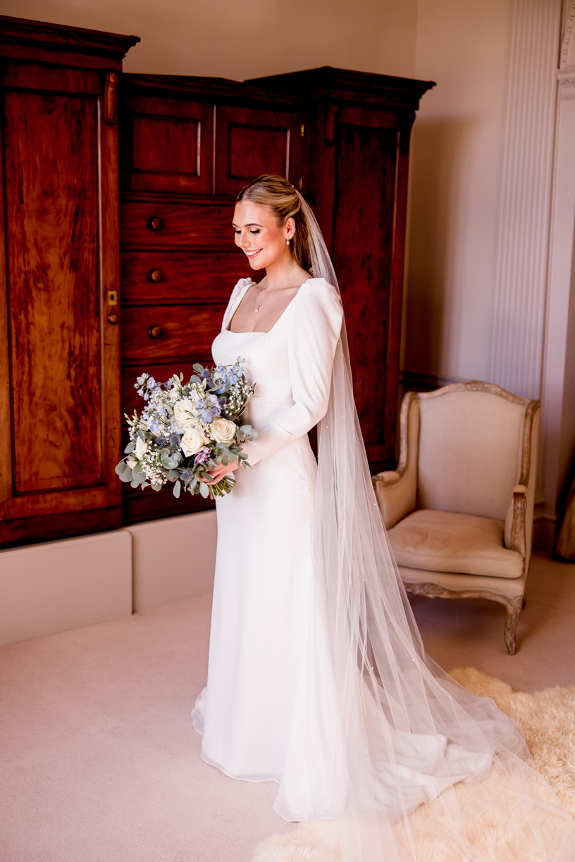 Bridal portraits in Howsham Hall bridal suite 