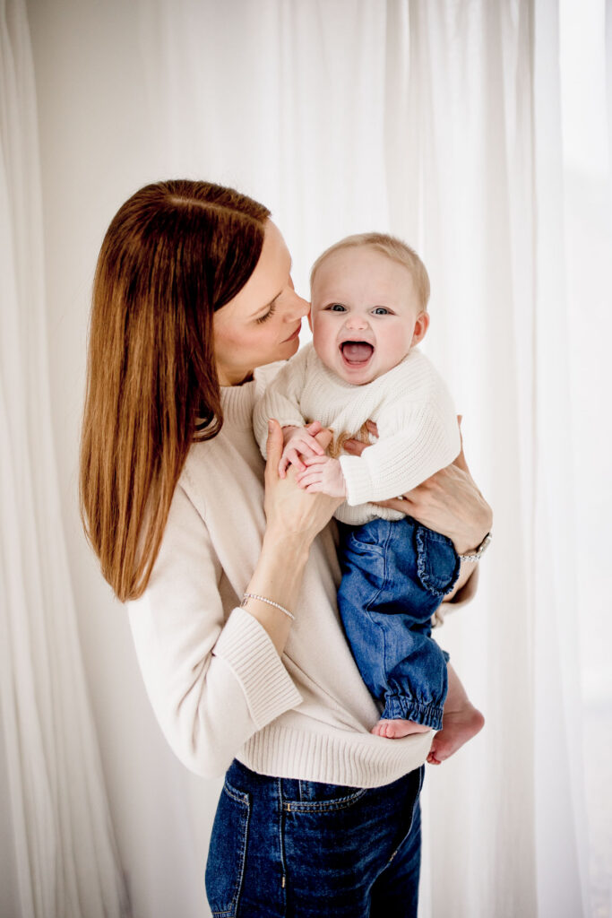 Motherhood photography in york - mum and baby having natural portraits 
