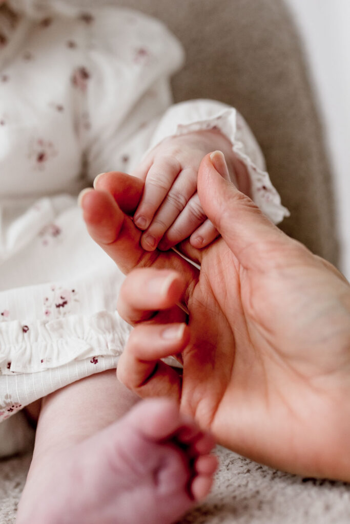 Six month old hand detail portraits with Dad 