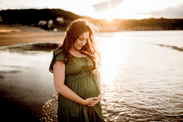 Mum to be maternity photography session on the beach at sunset 